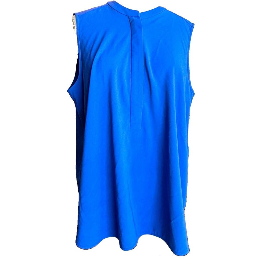 Hillary Radley Women’s Blue Sleeveless Zip Neck Woven Solid Blouse Top XL